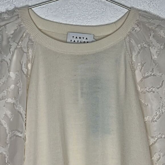 NWT Tanya Taylor Elona Wool Knit Top in Chalk Medium - Picture 4 of 14